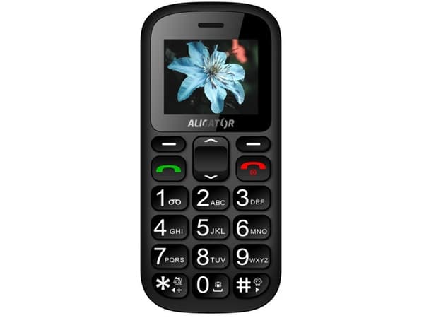 Aligator A321 Senior, Bar/Sperre, Dobbel SIM, 160 x 128 piksler, 800 mAh, Sort, Grå Sort, Grå