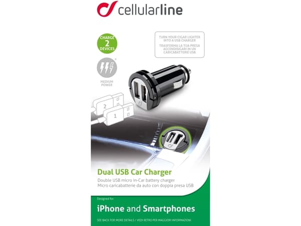 Cellularline 8018080203237, Automatisk, Cigartenner/lighter, 5 V, Sort