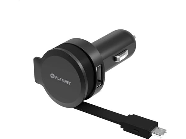 Platinet car charger 1xUSB 2,4A + microUSB cable (44650)