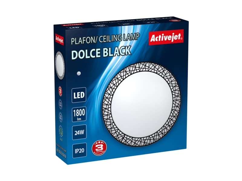 Activejet Plafon LED AJE-DOLCE Black, 24 lampor, LED, Glödlampan/-lamporna kan inte bytas ut, 4000 K, 1800 LM, IP20