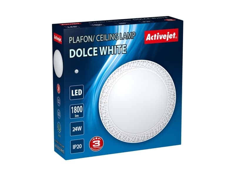 Activejet Plafon LED AJE-DOLCE White, 24 lampor, LED, Glödlampan/-lamporna kan inte bytas ut, 4000 K, 1800 LM, IP20