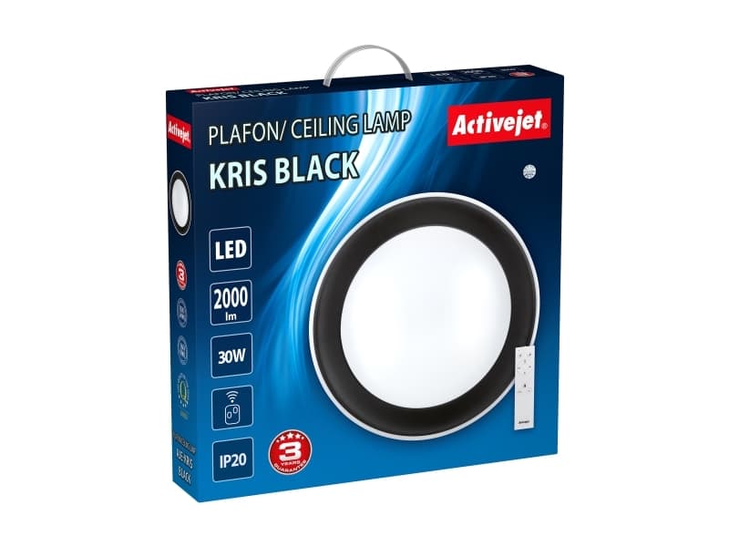 Activejet Plafon LED AJE-KRIS Black + pilot, 80 lampor, LED, Glödlampan/-lamporna kan inte bytas ut, 4000 K, 2000 LM, IP20