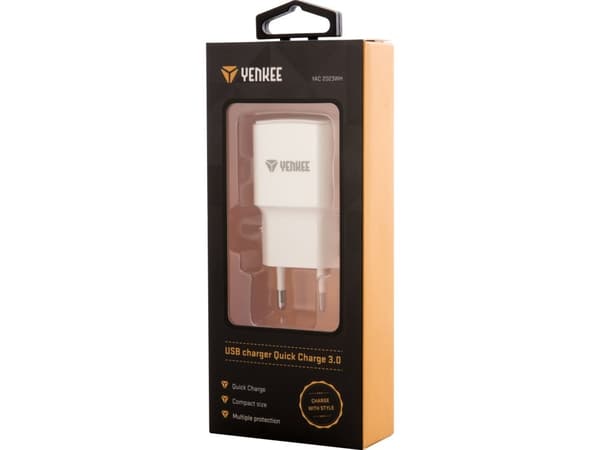 Yenkee YAC 2023WH nopea USB-laturi Quck Charge 3.0