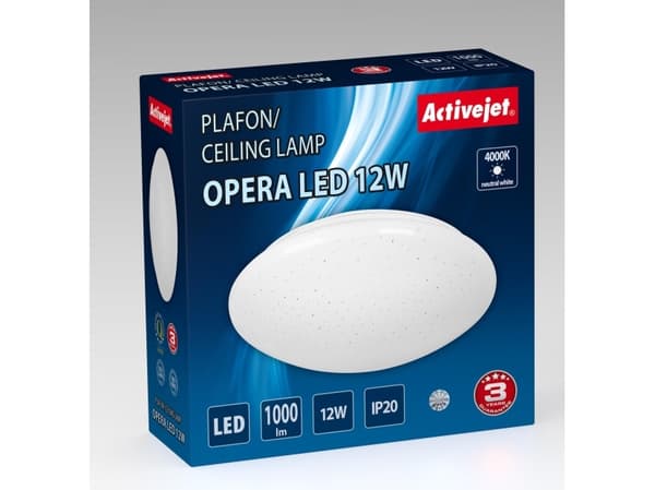 Activejet AJE-OPERA 12W, 18 lampor, LED, Glödlampan/-lamporna kan inte bytas ut, 4000 K, 1000 LM, IP20