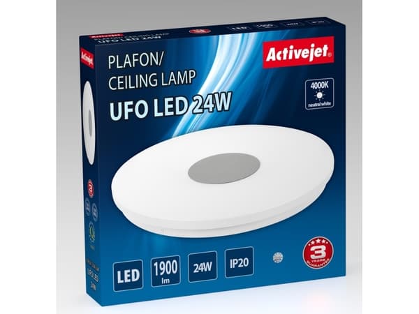 Activejet AJE-UFO 24W, 32 lamppu(a), LED, Ei vaihdettavissa oleva hehkulamppu, 4000 K, 1900 lm, IP20