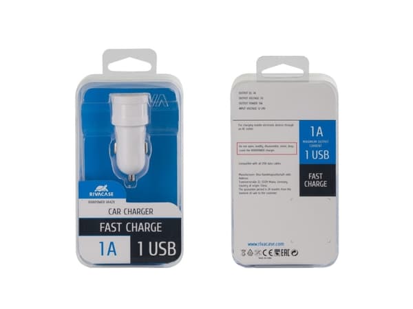 Rivacase VA4211, Auto, Tupakansytytin, 5 V, 1 A, 1,2 m, Valkoinen