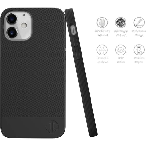 JT Berlin Pankow Soft Backcover Apple iPhone 12 mini Svart Stöttålig, Induktiv laddning 10685