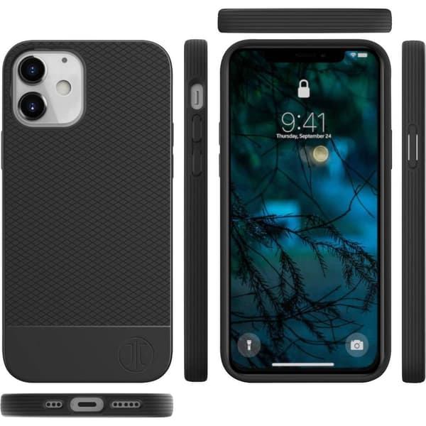 JT Berlin Pankow Soft Backcover Apple iPhone 12 mini Svart Stöttålig, Induktiv laddning 10685