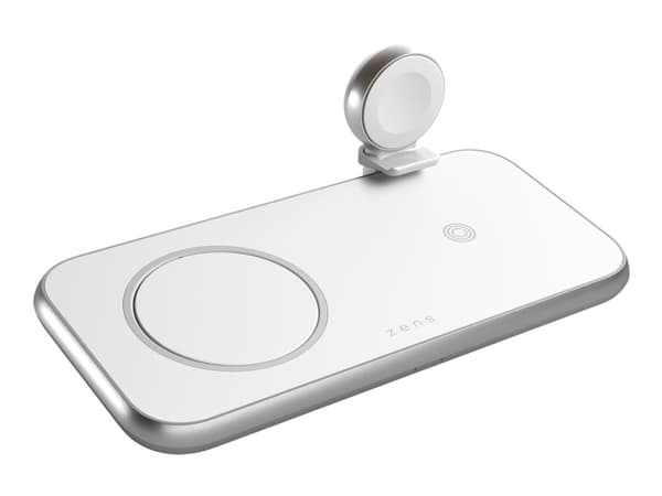 Zens Aluminium Series - Trådløs ladepute + AC-strømadapter (USB) - premiehvit (Magsafe not included)
