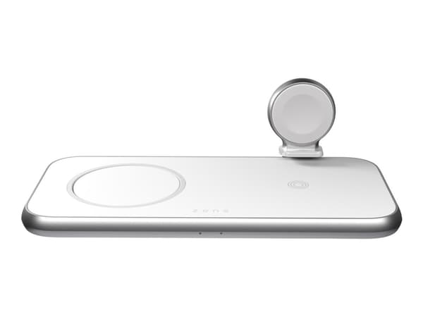 Zens Aluminium Series - Trådløs ladepute + AC-strømadapter (USB) - premiehvit (Magsafe not included)