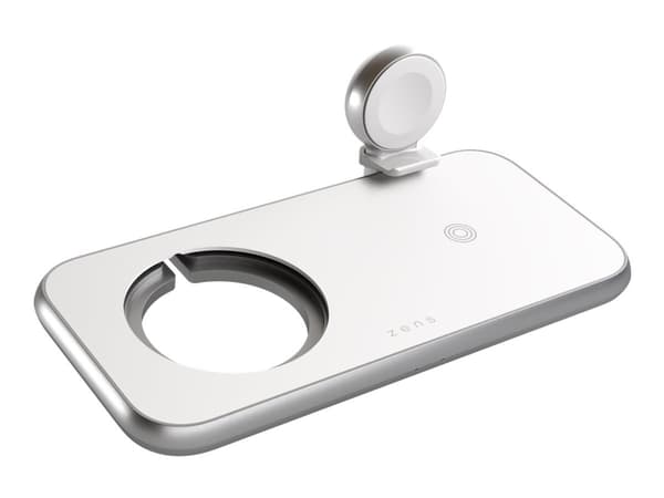 Zens Aluminium Series - Trådløs ladepute + AC-strømadapter (USB) - premiehvit (Magsafe not included)