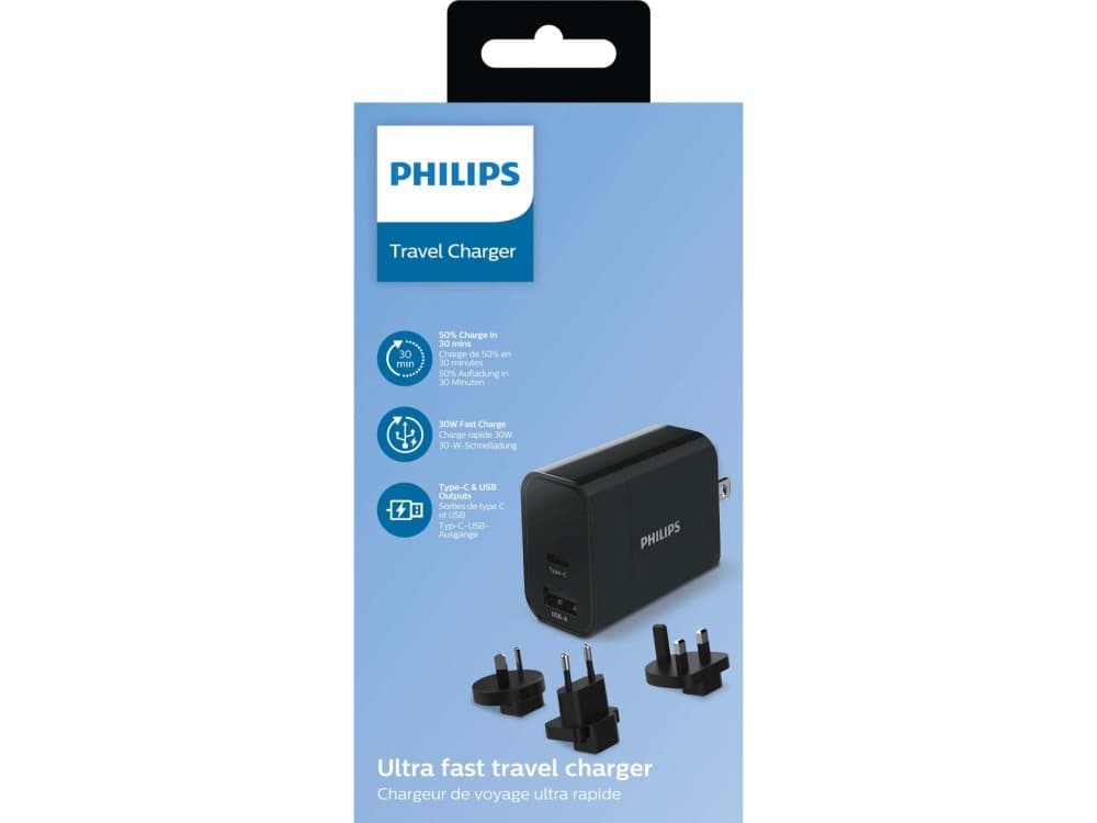 Philips charger USB-A charger USB-C 30W (PD, QC)