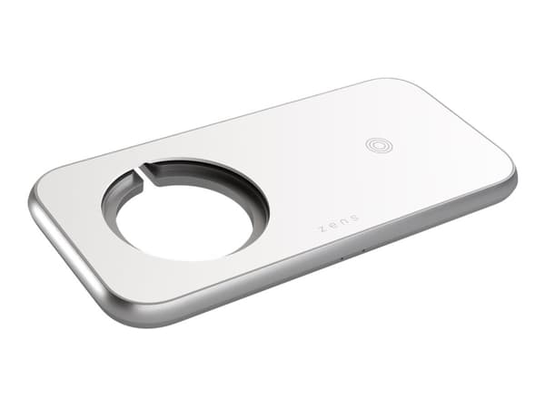 Zens Aluminium Series - Trådløs ladepute + AC-strømadapter (USB) - premiehvit
