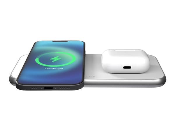 Zens Aluminium Series - Trådløs ladepute + AC-strømadapter (USB) - premiehvit