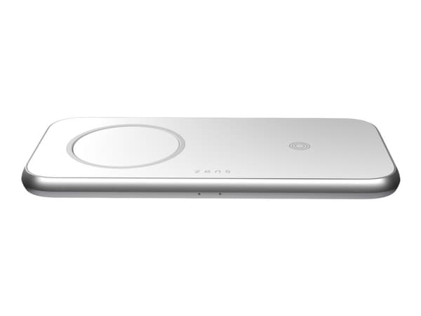 Zens Aluminium Series - Trådløs ladepute + AC-strømadapter (USB) - premiehvit