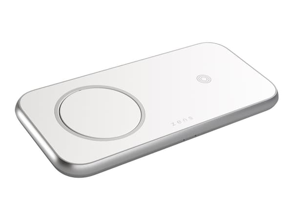 Zens Aluminium Series - Trådløs ladepute + AC-strømadapter (USB) - premiehvit