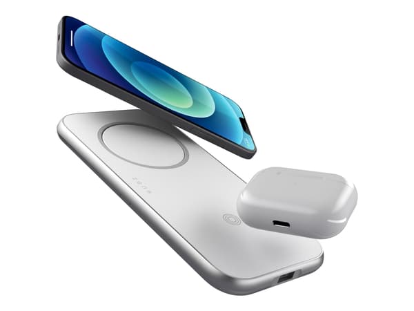 Zens Aluminium Series - Trådløs ladepute + AC-strømadapter (USB) - premiehvit