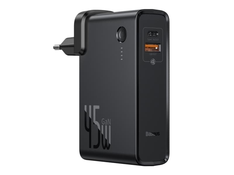 Baseus charger GaN charger + 10000mAh powerbank Baseus, USB + USB-C, QC 3.0, PPS, PD 3.0, 5A, 45W