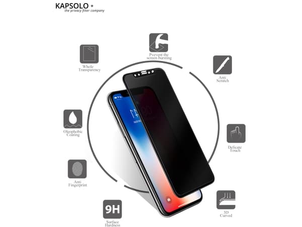 KAPSOLO Privacy iPhone 8 Plus Skärmfilter Privacy Tempererat glas Skärmskydd Skärmskydd Mikrobiellt, Klart skärmskydd, Apple, iPhone 8 Plus
