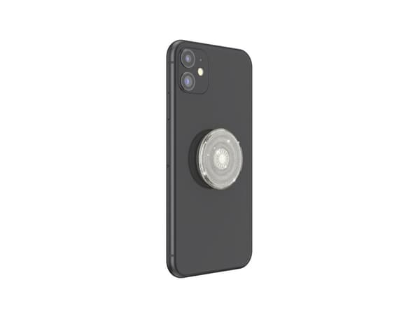 PopSockets PopGrip - Fingergrepp/vikbart ställ för mobiltelefon - utbytbar - Clear Glitter Silver