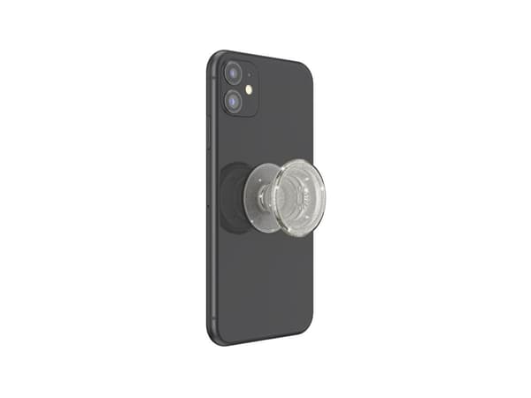 PopSockets PopGrip - Fingergrepp/vikbart ställ för mobiltelefon - utbytbar - Clear Glitter Silver