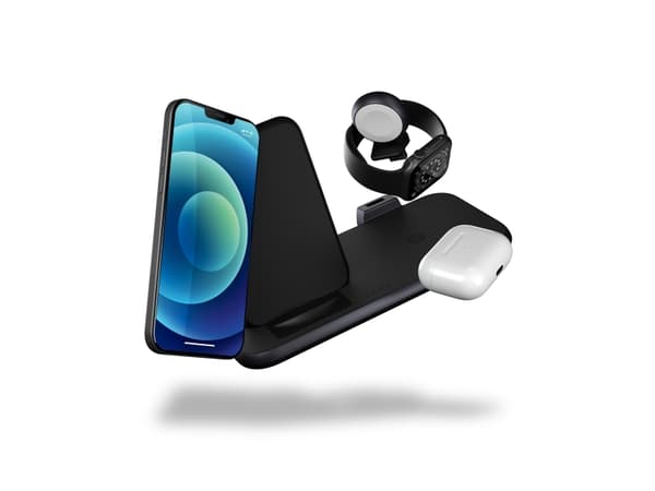 Zens Aluminium Series 4 in 1 - Trådløst ladestativ + AC-strømadapter - 45 watt - Apple Fast Charge, FC (USB) - på kabel: USB-C - svart