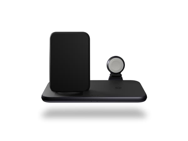 Zens Aluminium Series 4 in 1 - Trådløst ladestativ + AC-strømadapter - 45 watt - Apple Fast Charge, FC (USB) - på kabel: USB-C - svart
