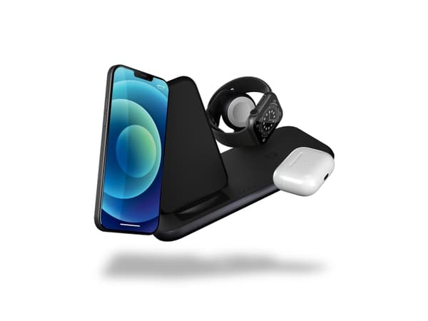 Zens Aluminium Series 4 in 1 - Trådløst ladestativ + AC-strømadapter - 45 watt - Apple Fast Charge, FC (USB) - på kabel: USB-C - svart