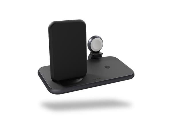 Zens Aluminium Series 4 in 1 - Trådløst ladestativ + AC-strømadapter - 45 watt - Apple Fast Charge, FC (USB) - på kabel: USB-C - svart