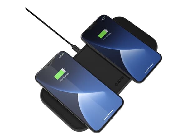 ZENS Dual Aluminium - Trådløs ladepute + AC-strømadapter - 20 watt - Apple Fast Charge, FC - svart