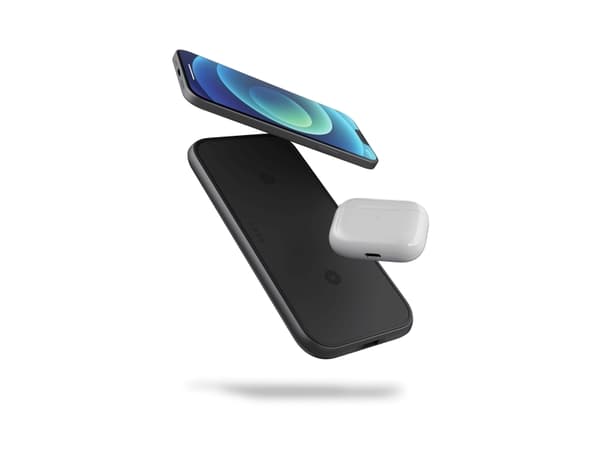 ZENS Dual Aluminium - Trådløs ladepute + AC-strømadapter - 20 watt - Apple Fast Charge, FC - svart