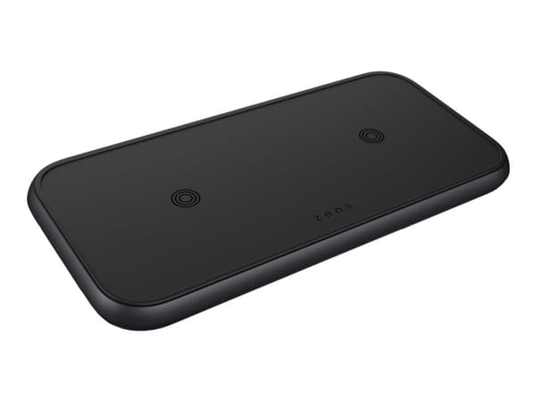 ZENS Dual Aluminium - Trådløs ladepute + AC-strømadapter - 20 watt - Apple Fast Charge, FC - svart
