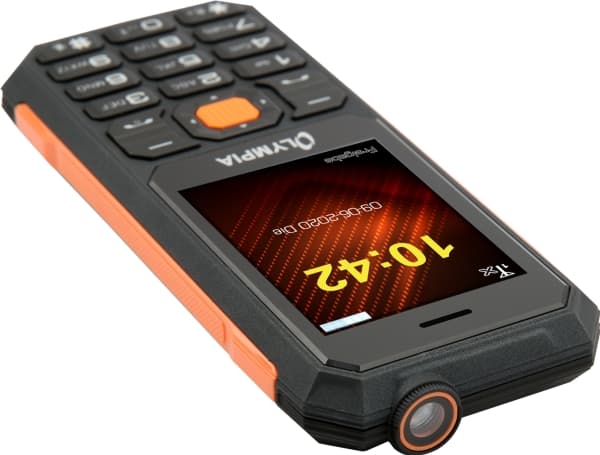 OLYMPIA Active - Funksjonstelefon - dobbelt-SIM - microSD slot - LCD-display - rear camera - svart, oransje