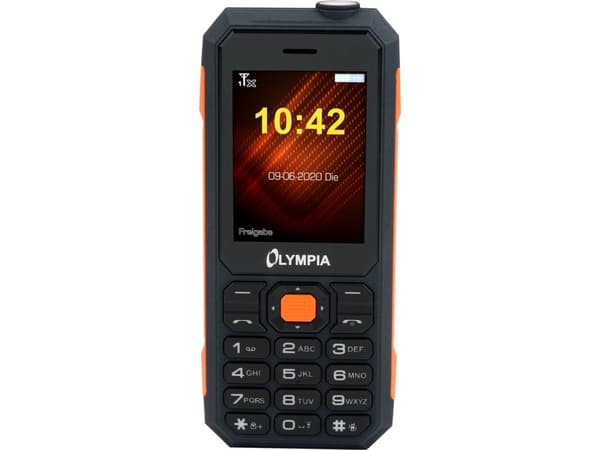 OLYMPIA Active - Funksjonstelefon - dobbelt-SIM - microSD slot - LCD-display - rear camera - svart, oransje