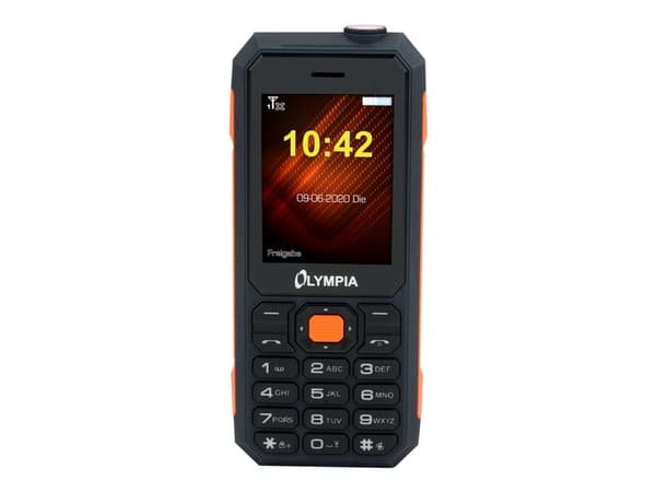 OLYMPIA Active - Funksjonstelefon - dobbelt-SIM - microSD slot - LCD-display - rear camera - svart, oransje Sort, Oransje