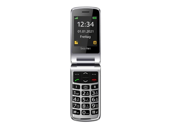 Bea-fon Silver Line SL645 Plus - Feature-telefon - microSD-kortplats - LCD-skärm - 240 x 320 pixlar - bakre kamera 3 MP - svart-silver