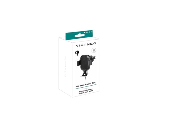 Vivanco Butler Pro - Trådlös laddningshållare för bil - 10 Watt - 2 A - svart