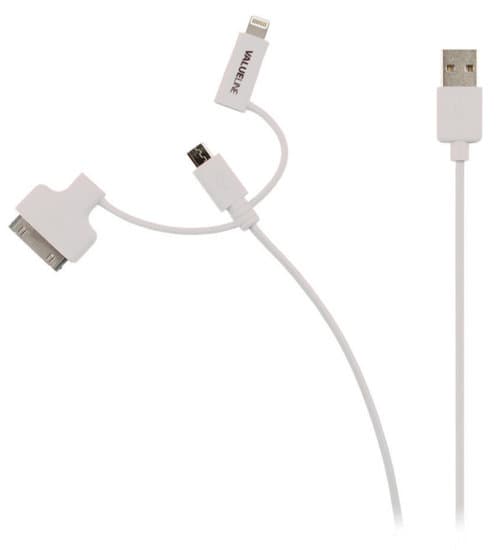 Valueline 3-i-1 kabel 30 stift, Micro USB & Lightning för bland annat iPad & iPhone
