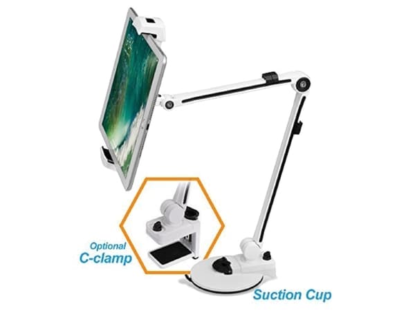 2 in 1 Tablet &amp; Phone Stand, 4"-12", C-Clamp, 360 astetta kääntyvä DELTACOIMP musta / ARM-252 musta