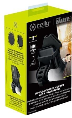 Celly - Power bank/bike holder - 5000 mAh - 2.1 A (2 x USB) - svart