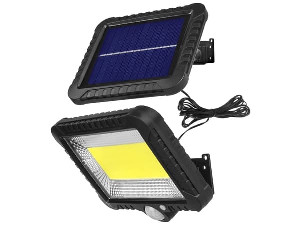 Solar LED-spotlight med bevegelsesdetektor Maclean MCE438, IP44, 5W, 400lm, 6000K, litiumbatteri 1300 mAh, 5,5 V DC