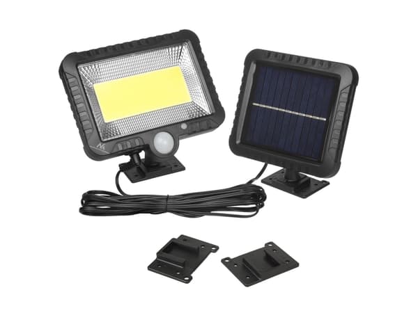 Solar LED-spotlight med bevegelsesdetektor Maclean MCE438, IP44, 5W, 400lm, 6000K, litiumbatteri 1300 mAh, 5,5 V DC