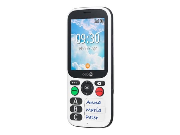 DORO 780X IUP - 4G telefon - dual-SIM - RAM 512 MB / Internminne 4 GB - microSD-kortplats - 320 x 240 pixlar - svart, vit