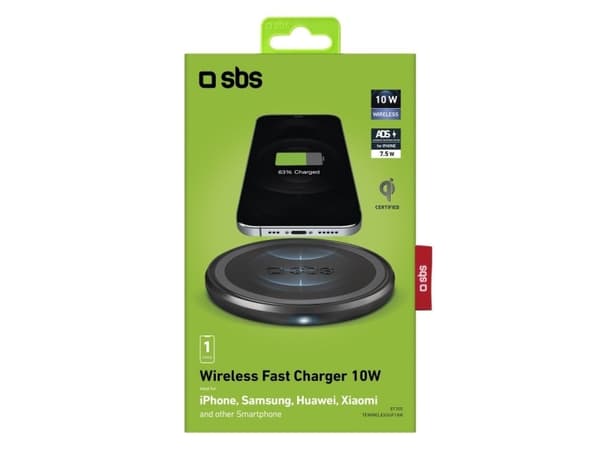 SBS TEWIRELESSUF10W, Innendørs, USB, Trådløs lading, Sort Sort