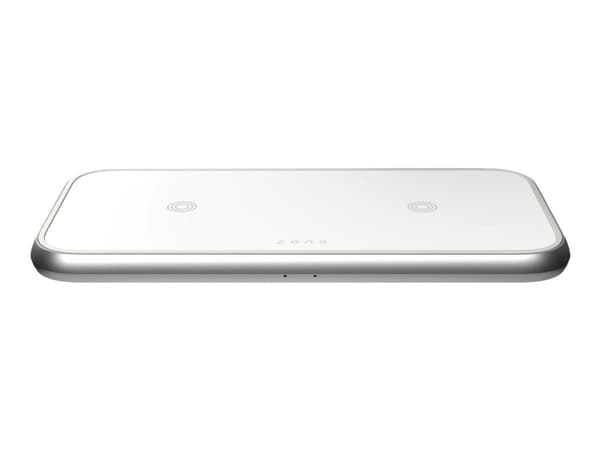 Zens Aluminium Series - Trådløs ladepute + AC-strømadapter - 20 watt - Apple Fast Charge, FC - hvit