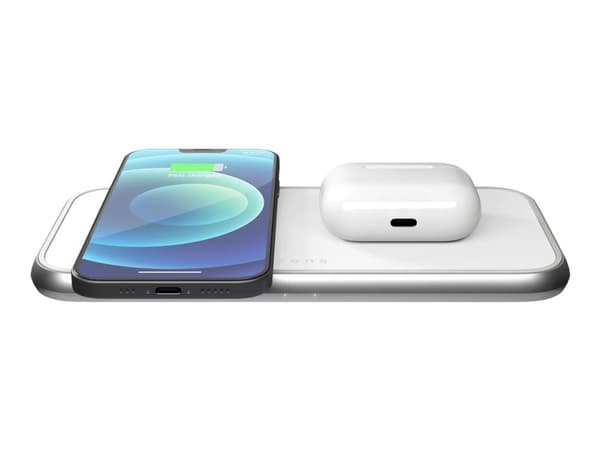 Zens Aluminium Series - Trådløs ladepute + AC-strømadapter - 20 watt - Apple Fast Charge, FC - hvit