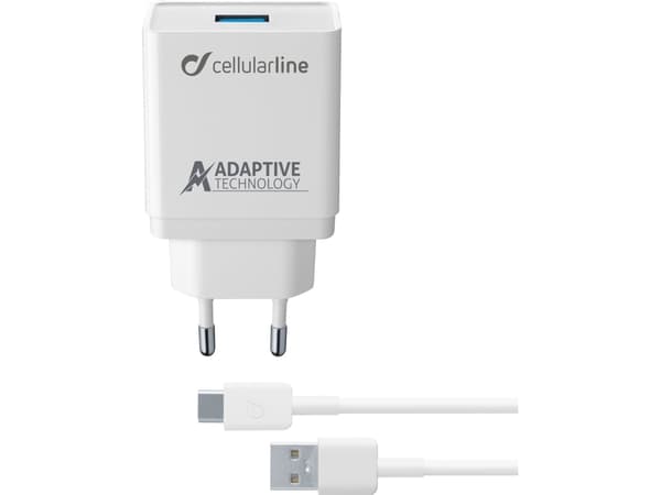 Cellularline 8018080303906, Innendørs, AC, 1 m, Hvit Hvit