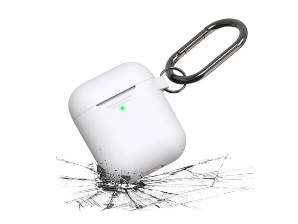 KeyBudz Elevate Keychain - Eske for trådløse øreplugger - bløtberøringssilikon - hvit - for Apple AirPods (1. generasjon, 2. generasjon)