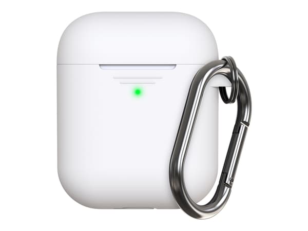 KeyBudz Elevate Keychain - Eske for trådløse øreplugger - bløtberøringssilikon - hvit - for Apple AirPods (1. generasjon, 2. generasjon)