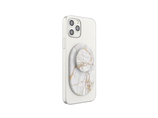 PopSockets PopGrip - Fingergrep/stativ for mobiltelefon - byttbar for MagSafe - Gold Lutz Marble